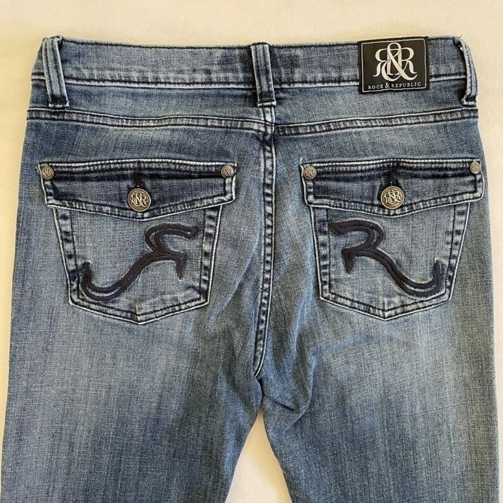 Vintage Rock & Republic Kasandra Low Rise Bootcut Flare Embroidered Flap Pocket - Picture 2 of 8